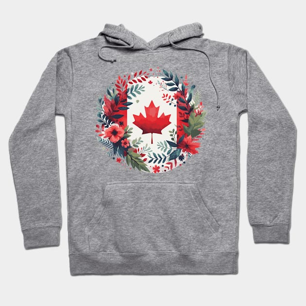 Happy Canada Day with Flowers Hoodie by Heartsake